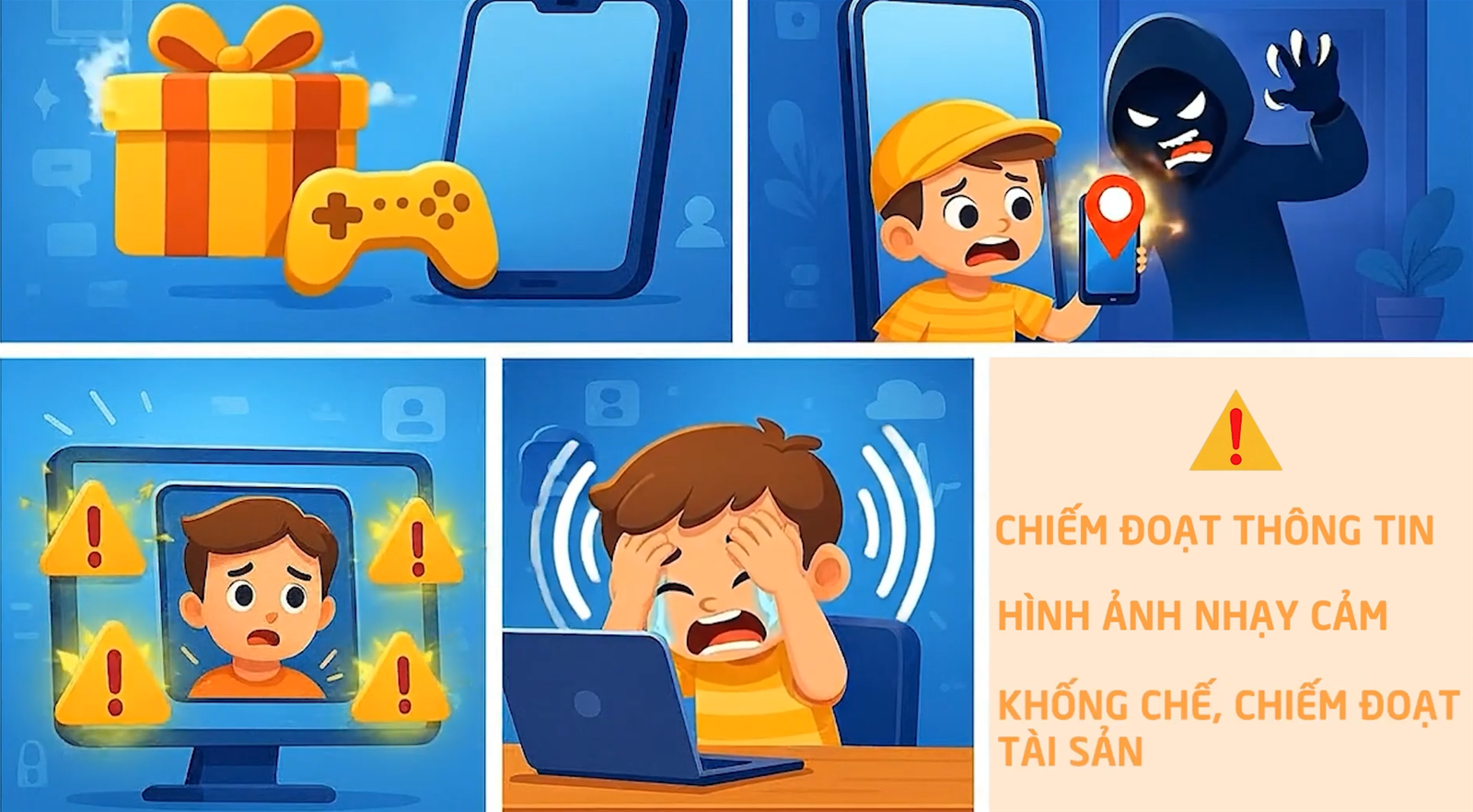 Hướng dẫn trẻ em kỹ năng phòng, chống lừa đảo, dụ dỗ trẻ em khi tham gia môi trường mạng